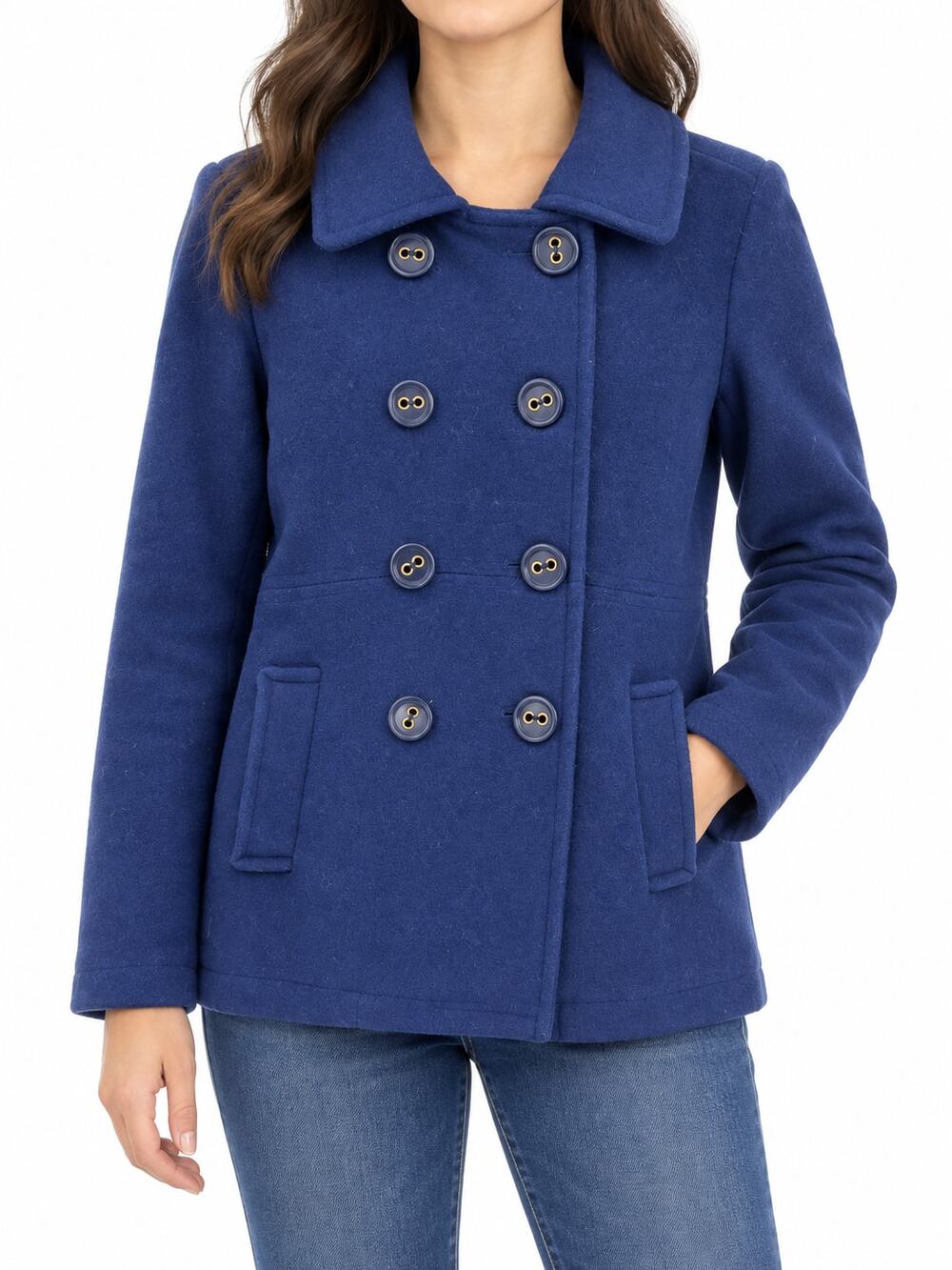 Aeropostale Women's Navy Wool Blend Classic Double Breasted Pea Coat Jacket M